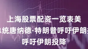 上海股票配资一览表美国总统唐纳德·特朗普呼吁伊朗投降